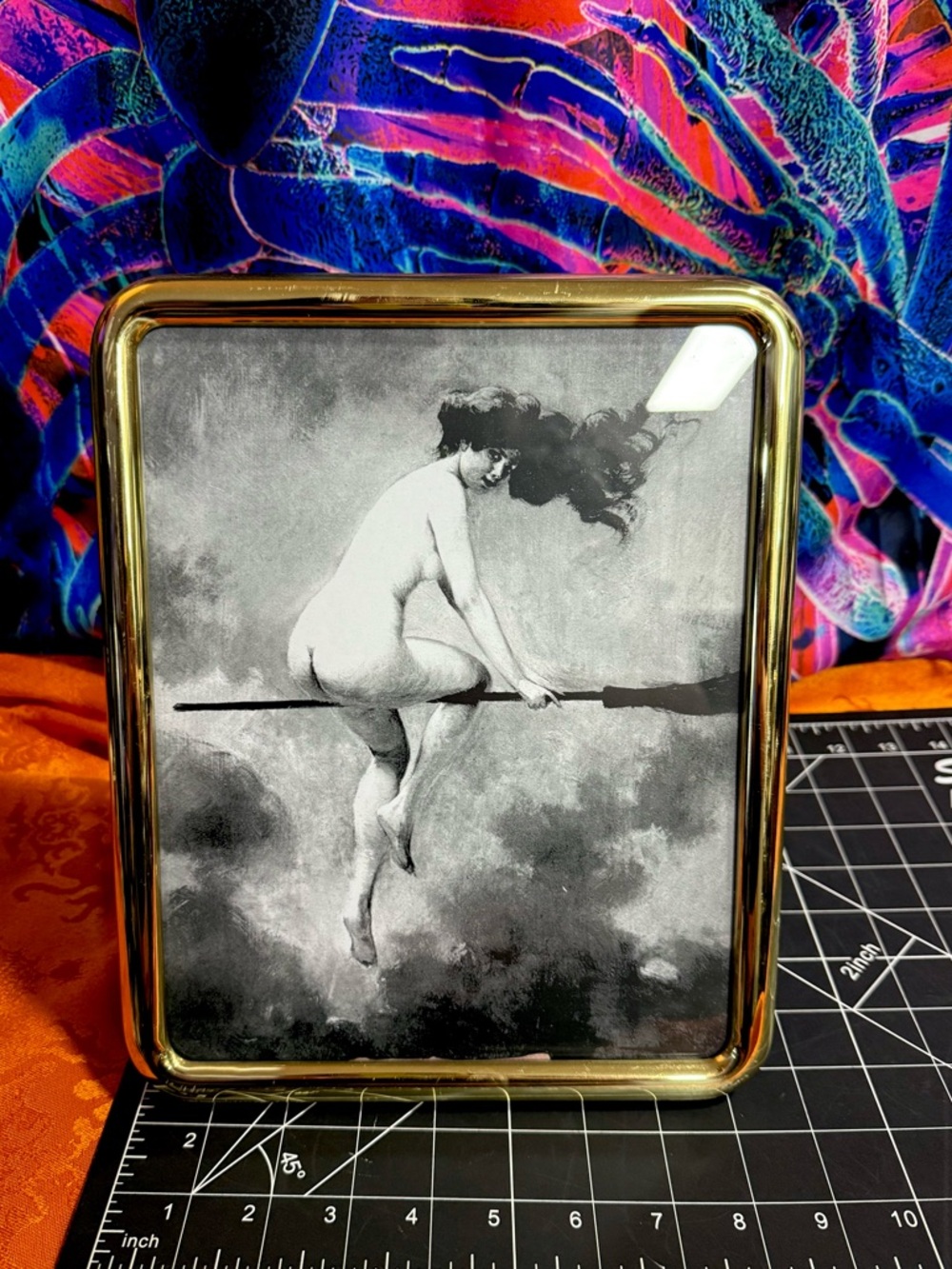 Nude Witch Flying Witch Framed Art Goddess Moon Pagan Mythology Magic